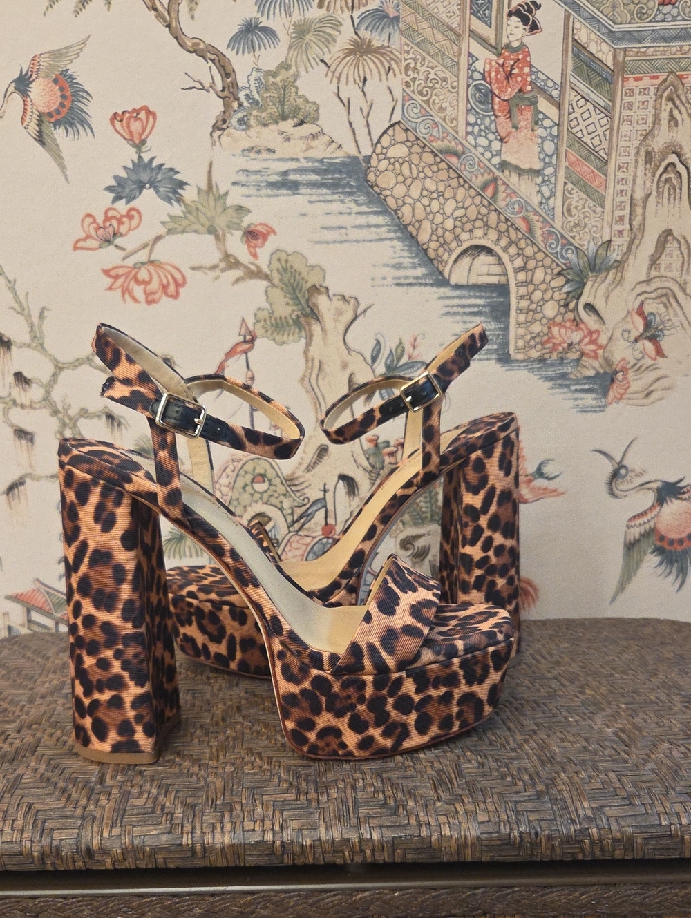 ANTONIO MELANI Leopard-Print Platform Ankle-Strap Heels - Brown/Black
